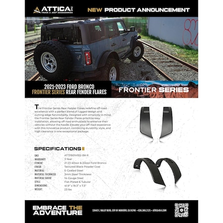 Attica 4X4 Fender Flares, Black ATTFB01H102-BX-R